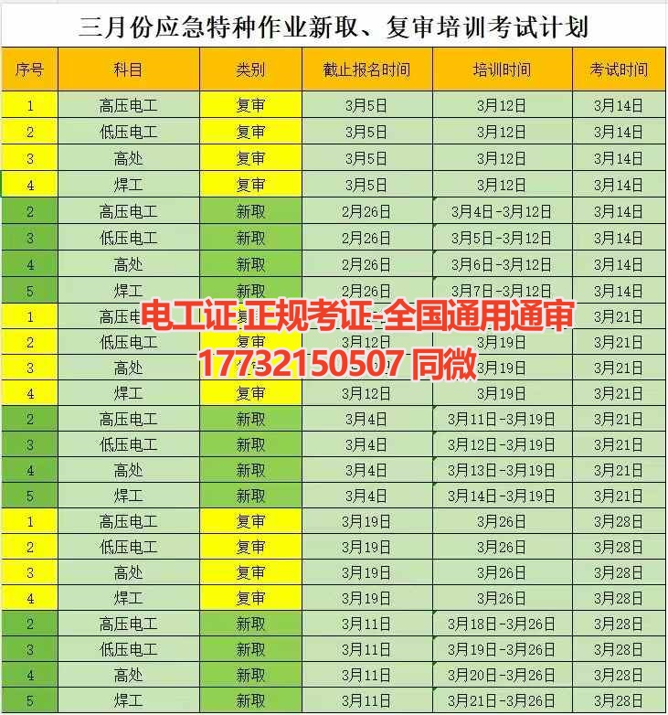 2025年3月石家莊應(yīng)急局低壓電工證考試時間